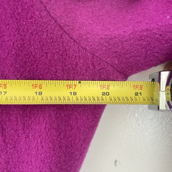 Merino Wool Ruffle Front Cardigan Purple Open Front Sweater Long Sleeve Feminine - Picture 6 of 7